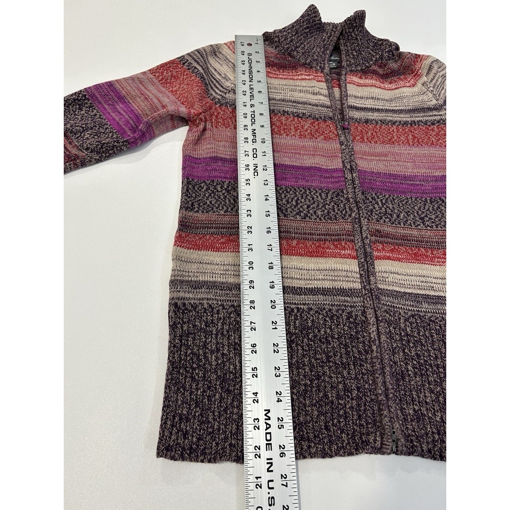 Eddie Bauer Vintage Zip-Front Pink and Purple Striped Cotton Cardigan Sweater M - Picture 7 of 10
